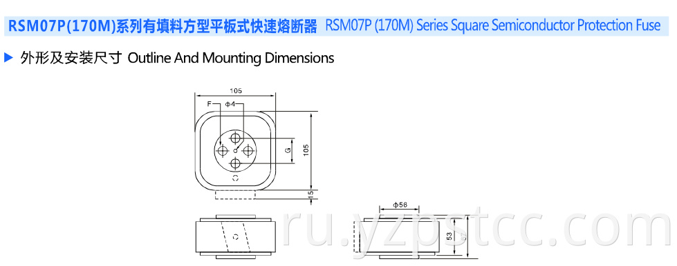 Square Semiconductor Protection Fuse